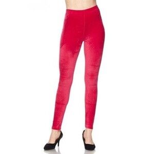 Small Size Womens Solid Brushed Velour Velvet Leggings Fuchsia